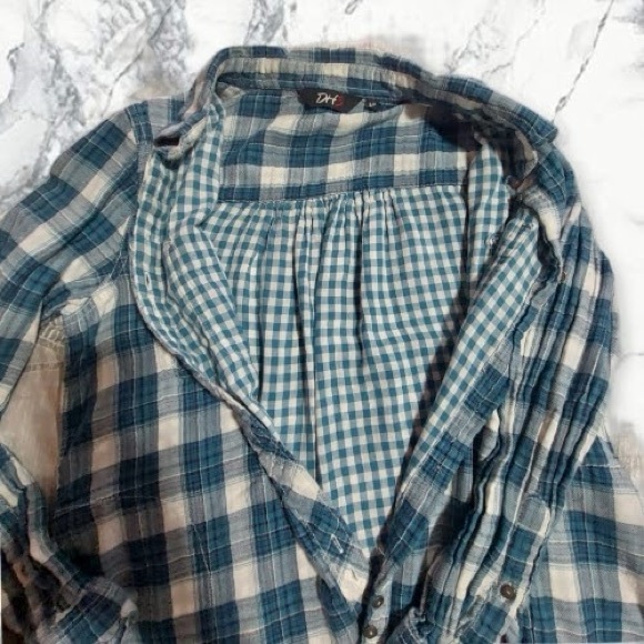 Plaid Blue, sm button up shirt - Picture 4 of 5